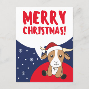 Cartes Pour Fêtes Annuelles Chèvre Noël Chèvres Animaux d'hiver Vacances Postc