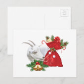 Cartes Pour Fêtes Annuelles Chèvre Saanen Avec Esprit De Vacances (Devant / Derrière)