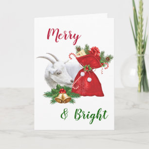 Cartes Pour Fêtes Annuelles Chèvre Saanen Merry & Bright