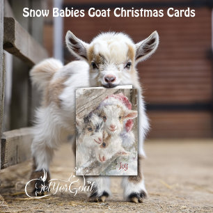 Cartes Pour Fêtes Annuelles Chèvres mignonnes - Bébés de neige 12 Noël