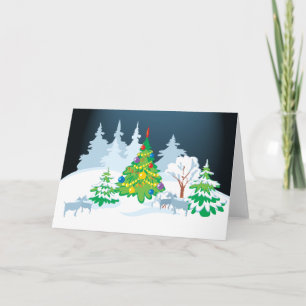 Cartes Pour Fêtes Annuelles Chèvres sereines de Noël la nuit