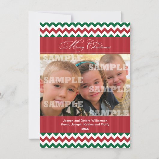 Cartes Pour Fêtes Annuelles Chevrons et rayures Salutation de Noël (Devant)