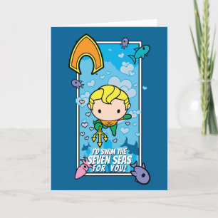 Cartes Pour Fêtes Annuelles Chibi Aquaman - Je nagerai les sept mers