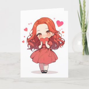 Cartes Pour Fêtes Annuelles Chibi Love Anime Girl