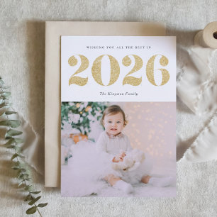 Cartes Pour Fêtes Annuelles Chic 2022 Parties scintillant d'or Bonne année pho