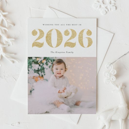 Cartes Pour Fêtes Annuelles Chic 2022 Parties scintillant d'or Bonne année pho
