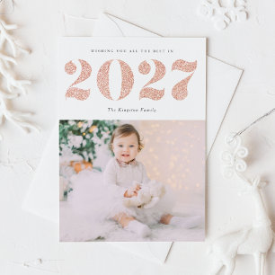 Cartes Pour Fêtes Annuelles Chic 2022 Rose Gold Pailleté Bonne Année Photo