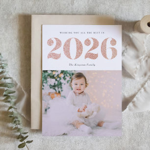 Cartes Pour Fêtes Annuelles Chic 2022 Rose Gold Parties scintillant Bonne anné