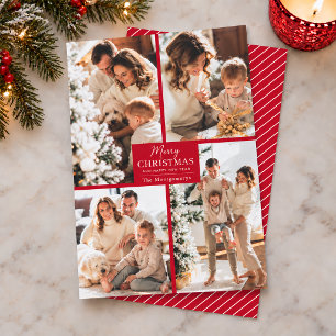 Cartes Pour Fêtes Annuelles Chic 4 Collage Photo Rouge Joyeux Noël