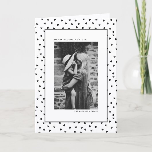 Cartes Pour Fêtes Annuelles Chic Black and White Heart Pattern Valentine's Day (Devant)