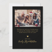 Cartes Pour Fêtes Annuelles Chic Black Gold Peace Love and Joy Script 5 Photo (Dos)