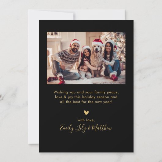 Cartes Pour Fêtes Annuelles Chic Black Gold Warmest Wis Script 5 Photo (Dos)
