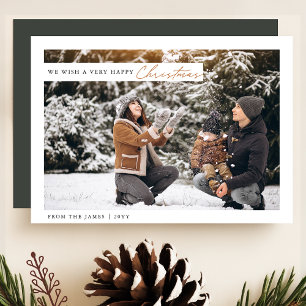 Cartes Pour Fêtes Annuelles Chic Blanc & Vert Joyeux Noël