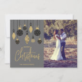 Cartes Pour Fêtes Annuelles Chic Christmas Tree Ornaments on Grey (Devant)