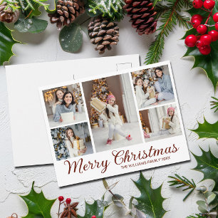 Cartes Pour Fêtes Annuelles Chic Collage de Photos de Noël Minimaliste Joyeux