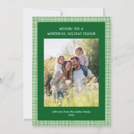 Cartes Pour Fêtes Annuelles Chic En vichy Noël Green Custom 5 Photo (Devant)