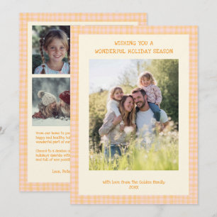 Cartes Pour Fêtes Annuelles Chic En vichy Noël rose jaune Personnalisé 5 Photo