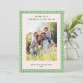 Cartes Pour Fêtes Annuelles Chic En vichy Noël Rose Vert Custom 5 Photo (Debout devant)