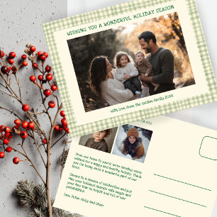 Cartes Pour Fêtes Annuelles Chic En vichy Vert Noël Custom 3 Photo