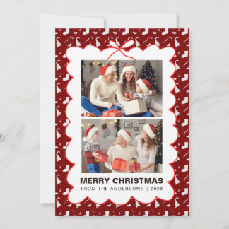 Cartes Pour Fêtes Annuelles Chic Fantaisiste Festif 2 photos Famille Noël