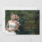 Cartes Pour Fêtes Annuelles Chic First Christmas Married In Red & Gold Photo (Devant)