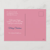 Cartes Pour Fêtes Annuelles Chic Floral Wreath Bleu foncé Photo Noël (Dos)