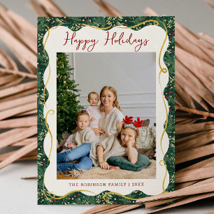 Cartes Pour Fêtes Annuelles Chic Forest Green Botanical Joyeux Vacances 1 Phot