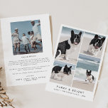 Cartes Pour Fêtes Annuelles Chic Furry et brillante nouvelle photo de chiot No<br><div class="desc">Cette nouvelle carte de vacances de Noël chic fury et puppy est l'accueil de vacances moderne parfait pour montrer votre nouveau chien. Le design simple est composé d'une typographie minimaliste classique en noir et blanc, dans un style boho rustique. Personnalisable dans n'importe quelle couleur. Personnalisez la carte avec 4 photos,...</div>