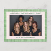 Cartes Pour Fêtes Annuelles Chic Gingham Pink Green Christmas Custom Business (Devant)