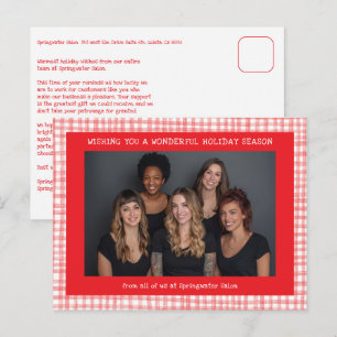 Cartes Pour Fêtes Annuelles Chic Gingham Rouge Blanc Noël Entreprise personnal