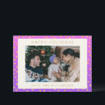 Cartes Pour Fêtes Annuelles Chic Glam Violet Or Rose Gold à pois Photo Personn<br><div class="desc">Jolie Carte de Fêtes avec Motif Rose et Violet à pois Dorés</div>