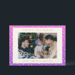 Cartes Pour Fêtes Annuelles Chic Glamour Violet Or Points Personnalisés Photo<br><div class="desc">Joli Chic Rose et Violet Ombré Or Points Motif Carte de Fêtes</div>