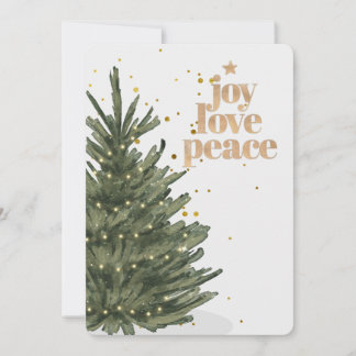 Cartes Pour Fêtes Annuelles Chic Glitter Gold Script Non Photo Christmas Tree 