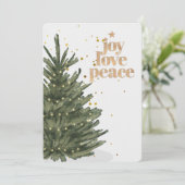 Cartes Pour Fêtes Annuelles Chic Glitter Gold Script Non Photo Christmas Tree (Debout devant)