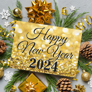 Cartes Pour Fêtes Annuelles Chic Gold Bonne Année 2024 Entreprise