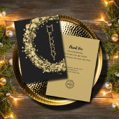 Cartes Pour Fêtes Annuelles Chic Gold Stars Wreath Christmas Business