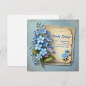 Cartes Pour Fêtes Annuelles Chic Happy printemps avec bleu oublier moi pas fle (Devant / Derrière)