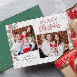 Cartes Pour Fêtes Annuelles Chic Holly Berries Joyeux Noël 2 Photo<br><div class="desc">Envoyez vos souhaits de Noël avec ce Carte photo botanique Mistletoe qui met en vedette Floral Aquarelle et Berries avec un petit Confetti d'or pour mettre en évidence votre message de bienvenue. (1) Pour plus de personnalisation, cliquez sur le lien "customiser plus loin" et utilisez notre outil de conception pour...</div>