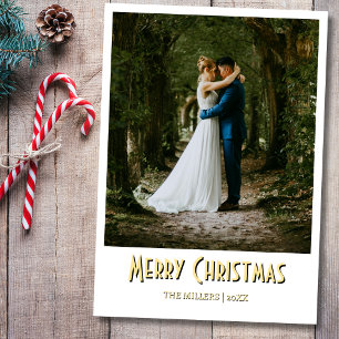 Cartes Pour Fêtes Annuelles Chic Joyeux Noël Nouvelle Photo Soft Gold