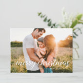 Cartes Pour Fêtes Annuelles Chic Joyeux Noël Photo de famille personnalisée (Debout devant)