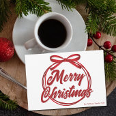 Cartes Pour Fêtes Annuelles Chic Joyeux Noël Script Rouge Ruban Bow