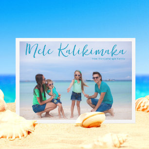Cartes Pour Fêtes Annuelles Chic Mele Kalikimaka Full Family Photo Tropical
