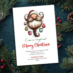 Cartes Pour Fêtes Annuelles Chic Minimaliste Drôle Père Noël Aquarelle Noël