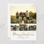 Cartes Pour Fêtes Annuelles Chic Minimaliste Joyeux Noël 4 Collage de photos (Devant / Derrière)