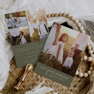 Cartes Pour Fêtes Annuelles Chic moderne Revue de l'année du Nouvel An vert