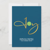 Cartes Pour Fêtes Annuelles Chic Pickleball "Joy" Bleu Noël (Devant)