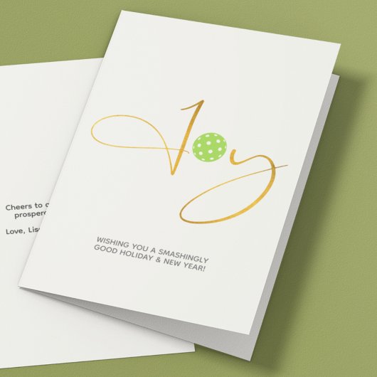Cartes Pour Fêtes Annuelles Chic Pickleball "Joy" Noël blanc