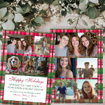Cartes Pour Fêtes Annuelles Chic Plaid Christmas Custom 9 Photo Collage Preppy<br><div class="desc">Carte parfaite pour un accueil de vacances amusant! L'aquarelle faite à la main pour vous! ENTIÈREMENT PERSONNALISABLE ! Cliquez sur "Personnaliser" ci-dessus pour modifier le texte sur le devant et ajouter vos propres photos à l'avant et à l'arrière. Cliquez sur "modifier à l'aide de l'outil de conception" pour ajuster les...</div>