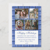 Cartes Pour Fêtes Annuelles Chic Plaid HANOUKKA Custom 9 Photo Collage Bleu (Devant)