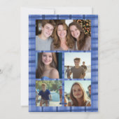 Cartes Pour Fêtes Annuelles Chic Plaid HANOUKKA Custom 9 Photo Collage Bleu (Dos)
